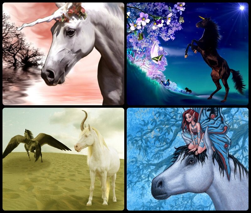 Unicorns in Fantasy Scenes