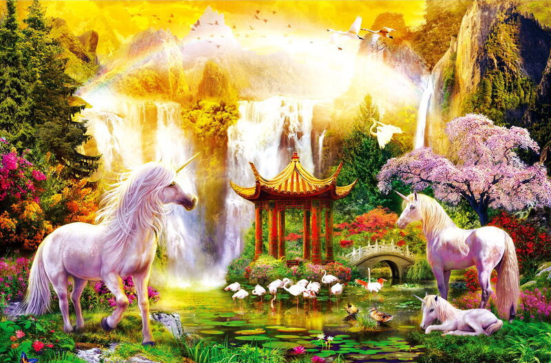 Unicorns in Garden — Yellow