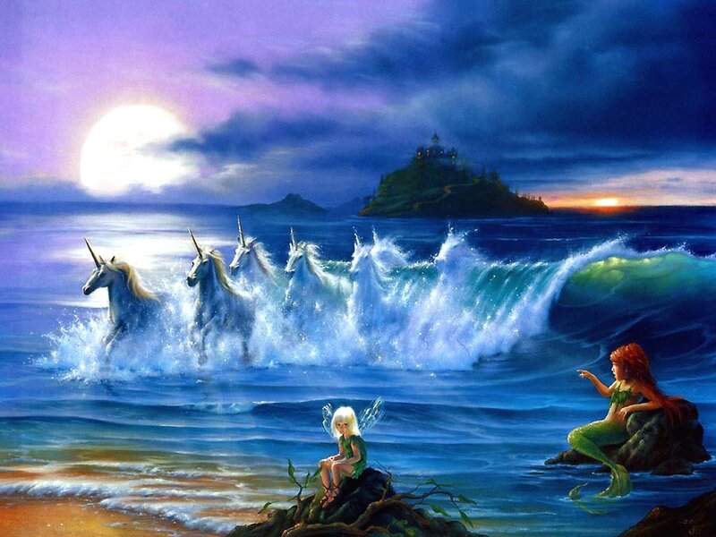 Unicorns in Ocean Waves