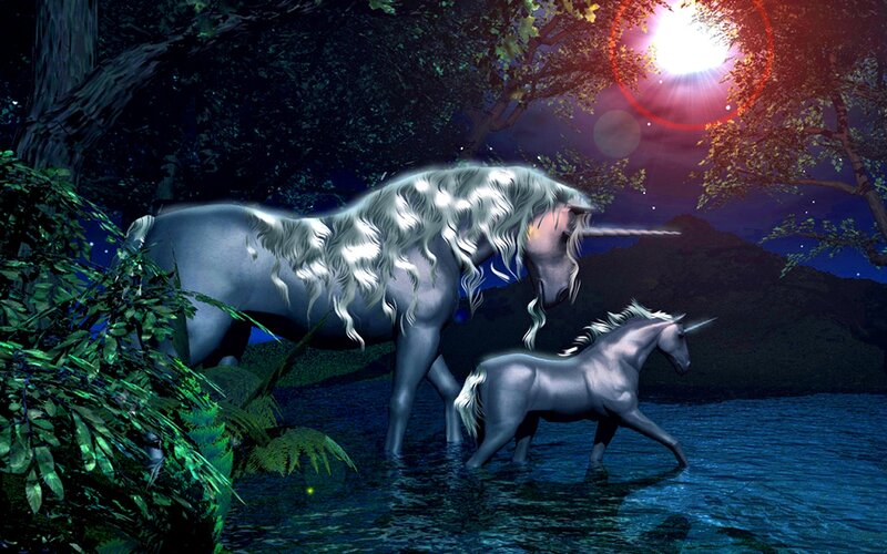 Unicorns in Water — Blue