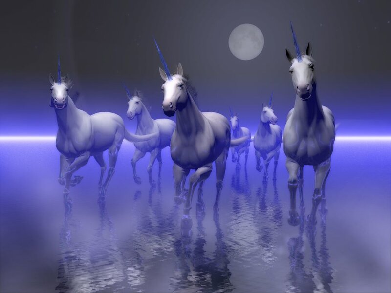 Unicorns Running in Water