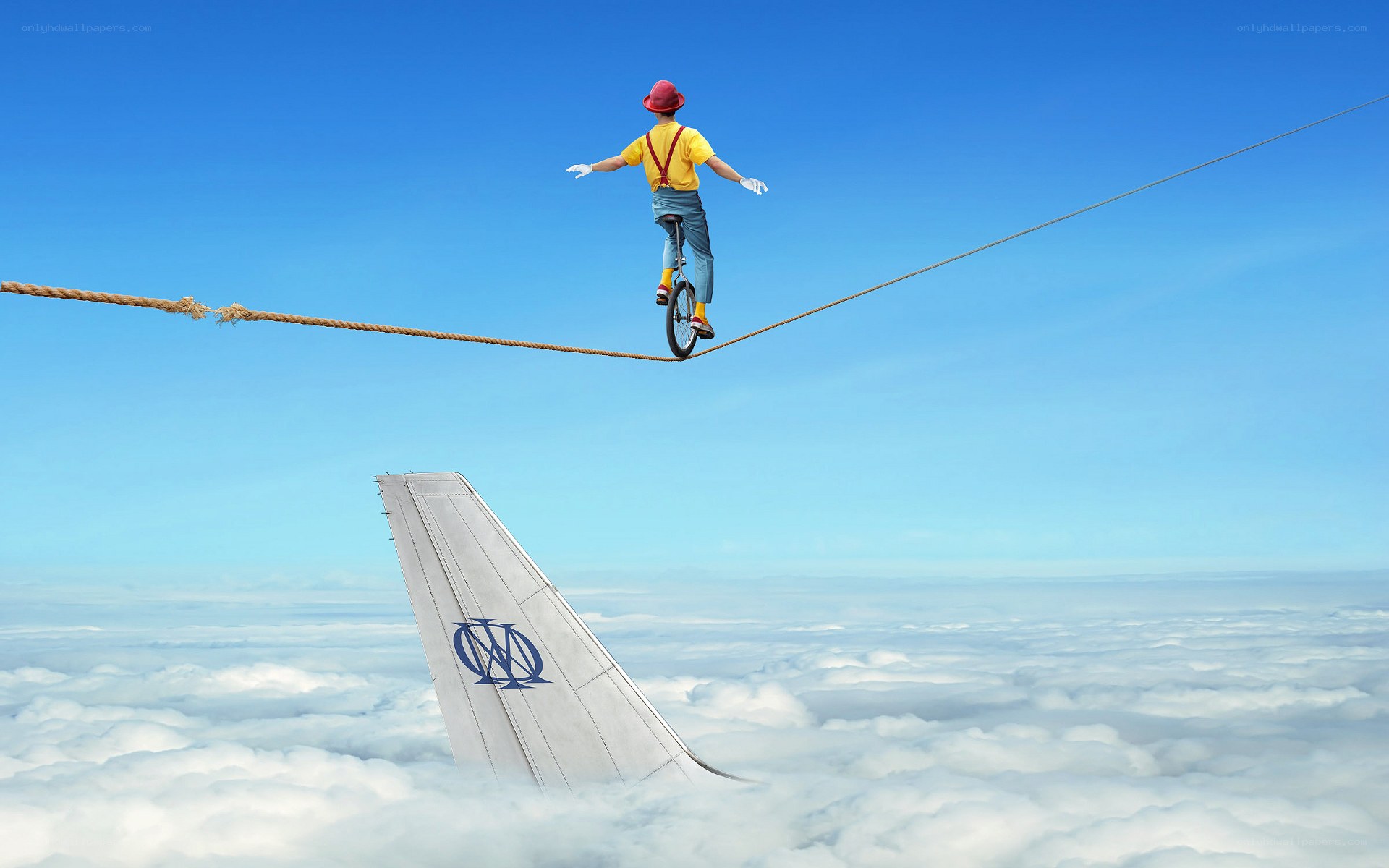 Unicyclist on a high wire