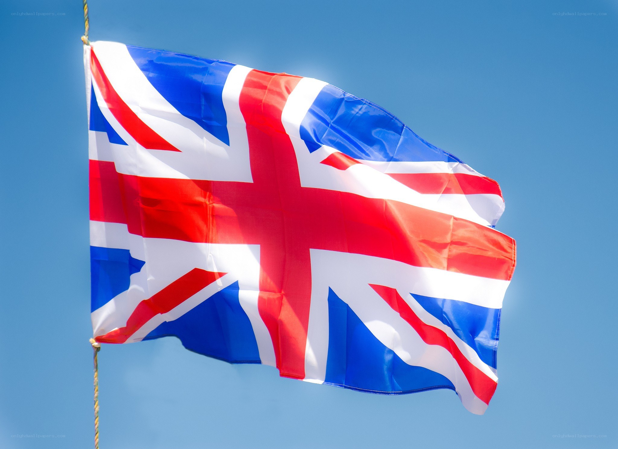 Union Jack flag waving in the wind