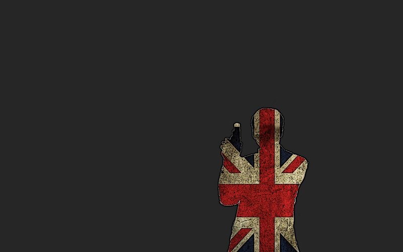 Union Jack silhouette with gun
