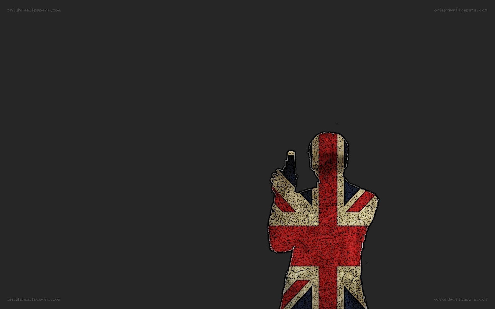 Union Jack silhouette with gun