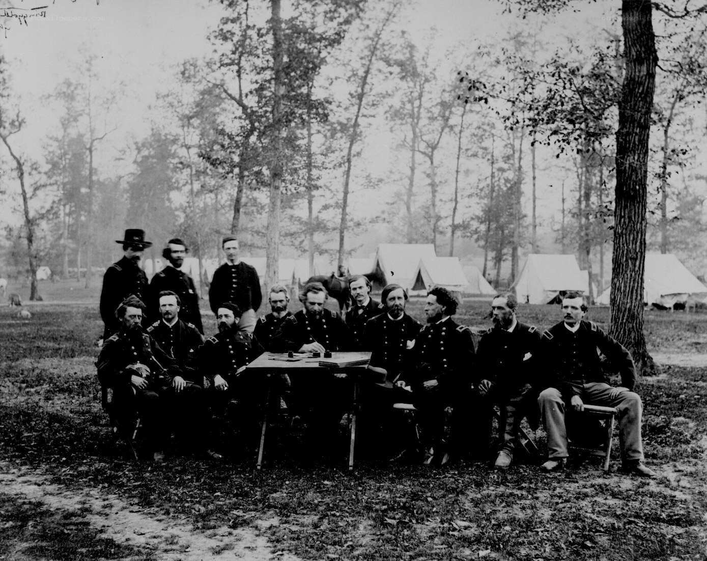 Union officers at camp