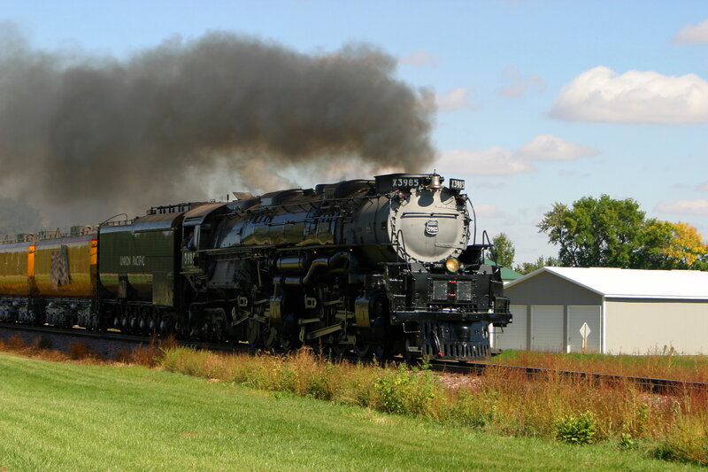 Union Pacific steam locomotive in motion