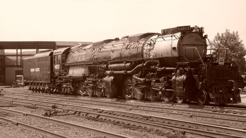 Union Pacific Steam Locomotive — Sepia