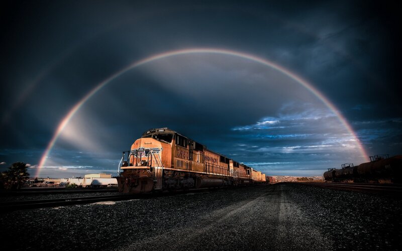 Union Pacific Train — Blue, Dramatic, Night