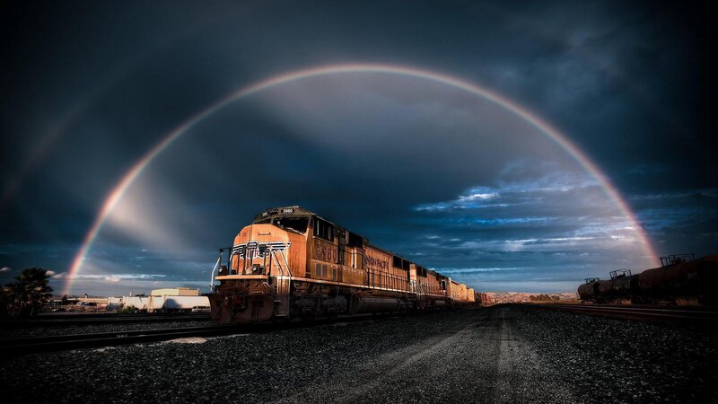 Union Pacific Train — Blue, Dramatic