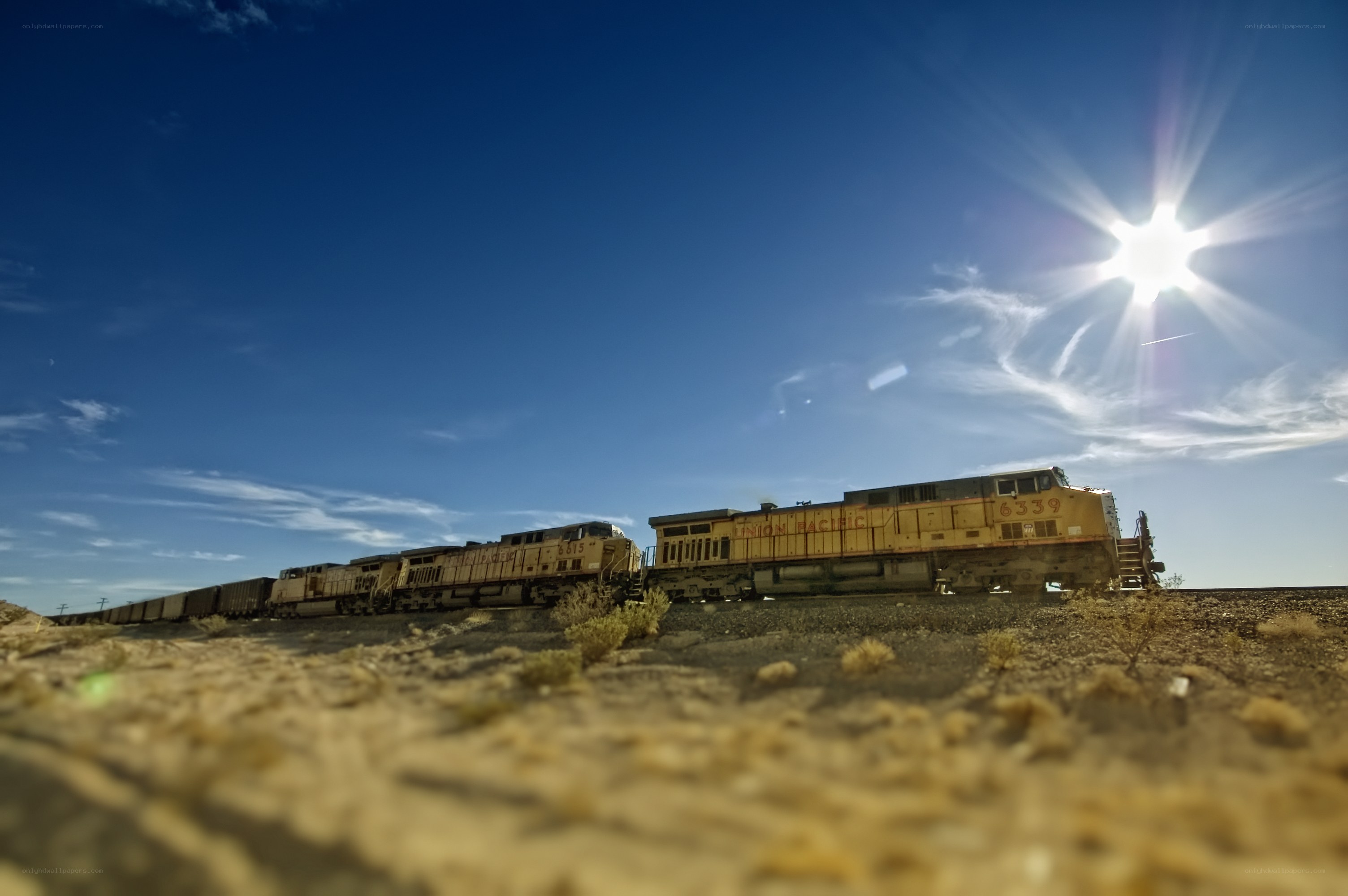 Union Pacific train in desert