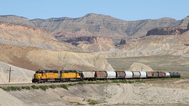 Union Pacific train in desert