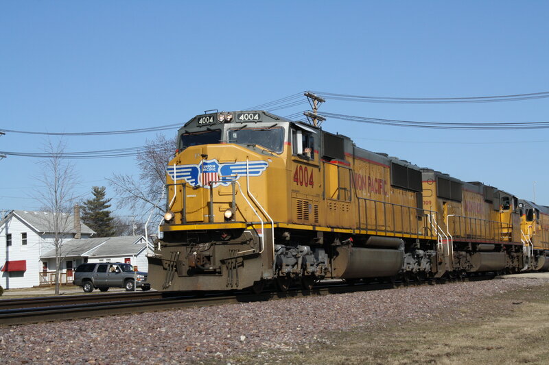 Union Pacific train on tracks