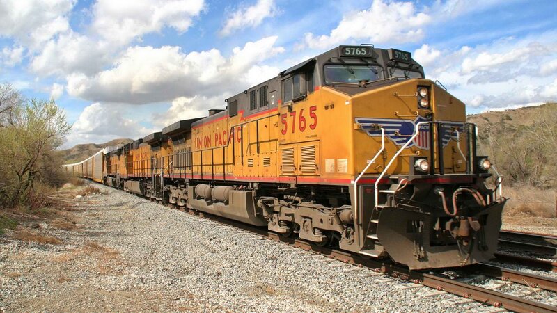 Union Pacific train on tracks