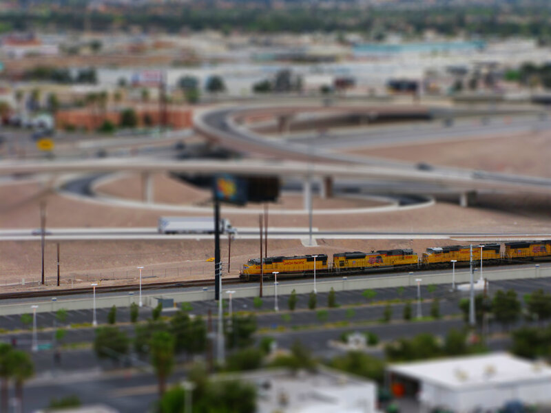 Union Pacific train on tracks
