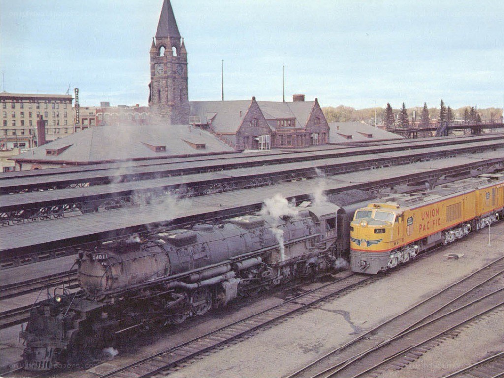 Union Pacific trains at station