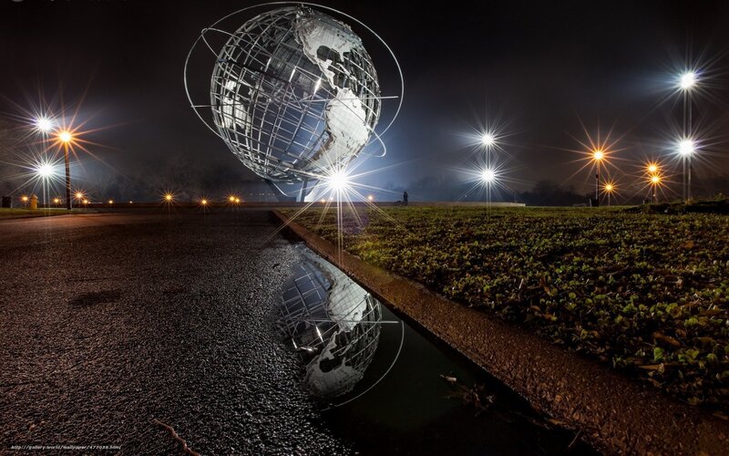 Unisphere at night with reflection