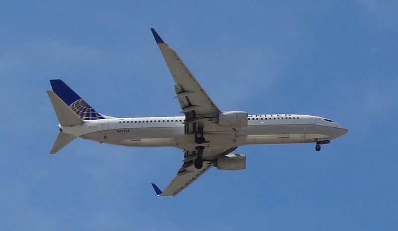 United Airlines Airplane — Blue, Calm, Afternoon
