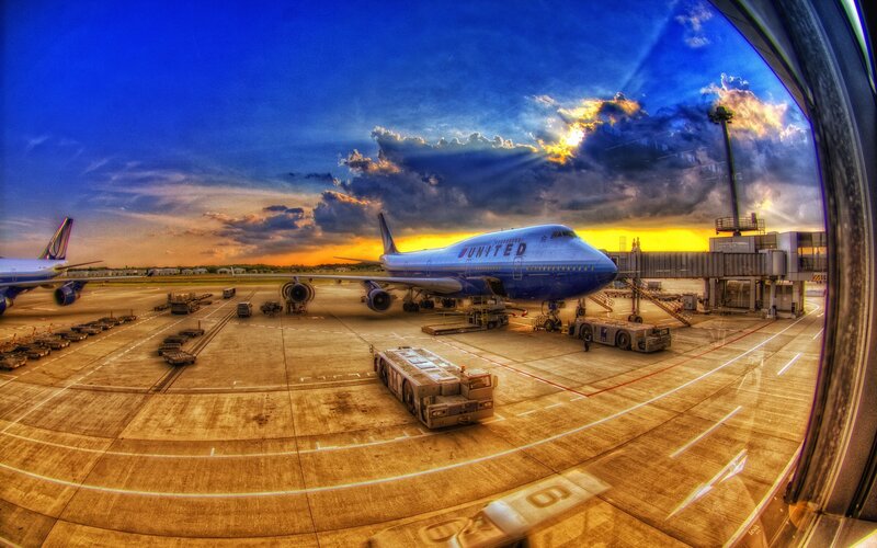 United Airlines plane at airport