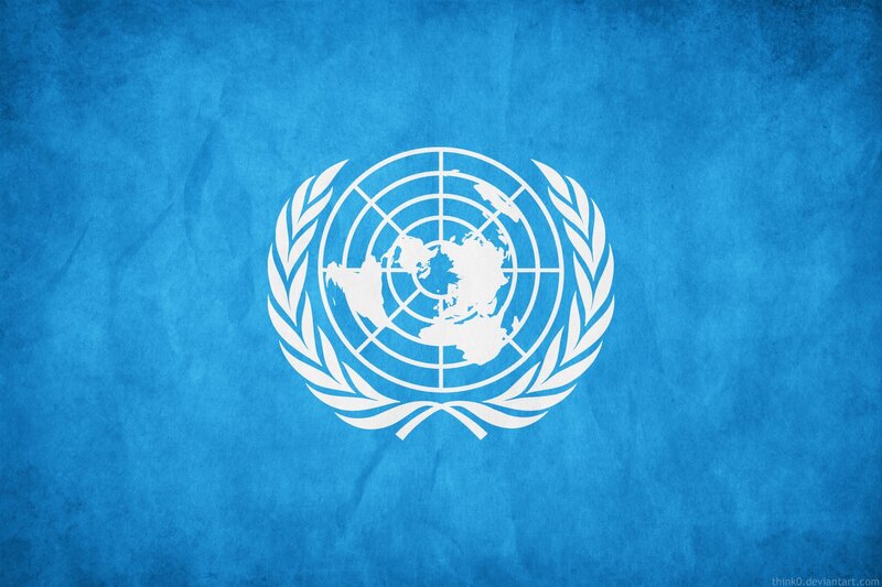 United Nations Emblem — Blue, Formal, Illustration, World Map, Olive Branches