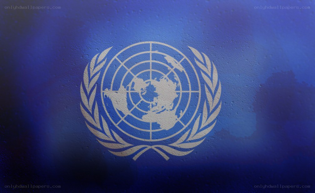 United Nations emblem on blue