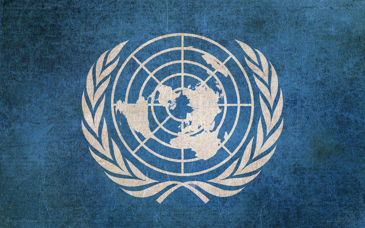 United Nations emblem on blue
