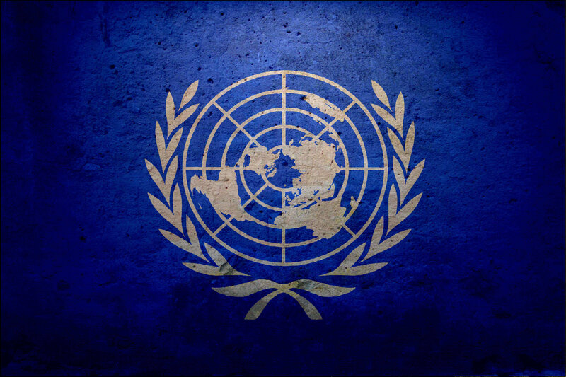 United Nations emblem on blue