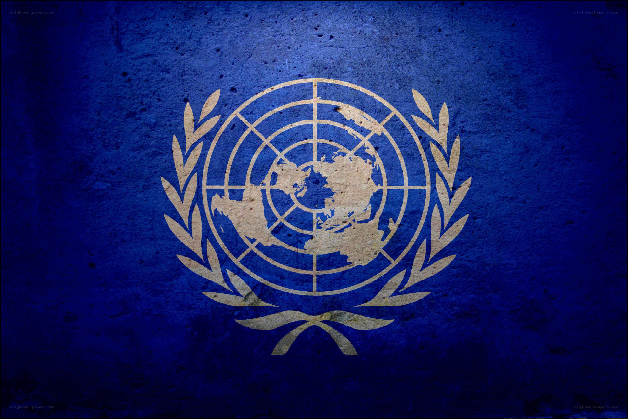 United Nations emblem on blue