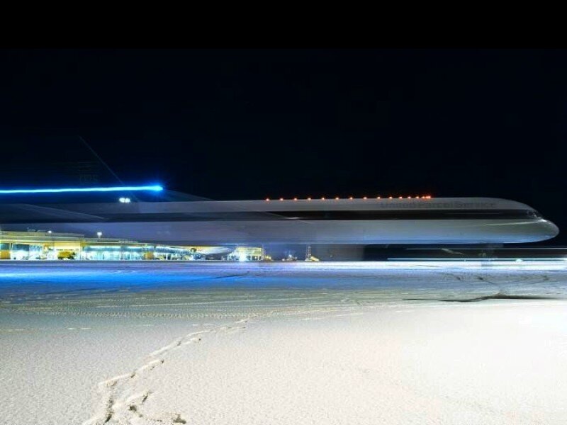 United Parcel Service aircraft at night