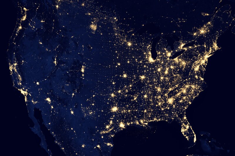 United States at Night — Black, Dramatic