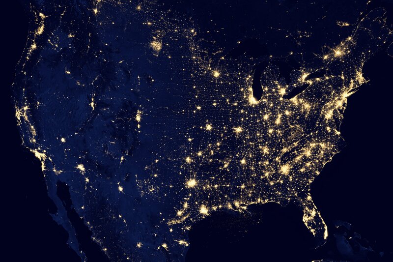 United States at Night — Black