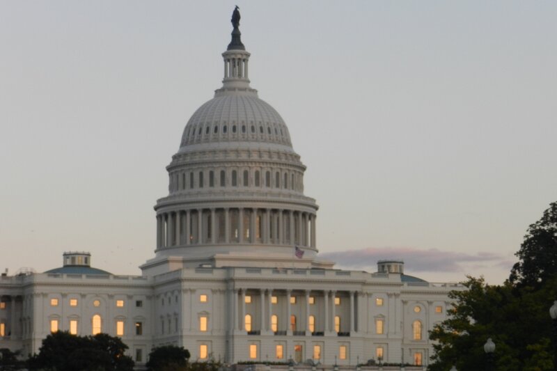 United States Capitol Building — White, Serene, Sunset, Photograph