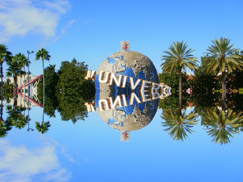 Universal Studios Globe — Blue, Bright, Sunny