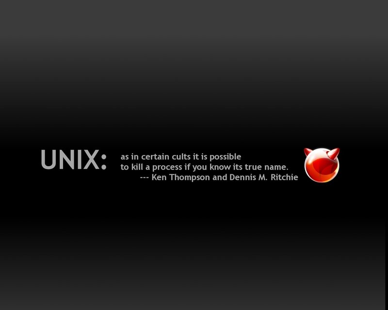 Unix quote with devil icon