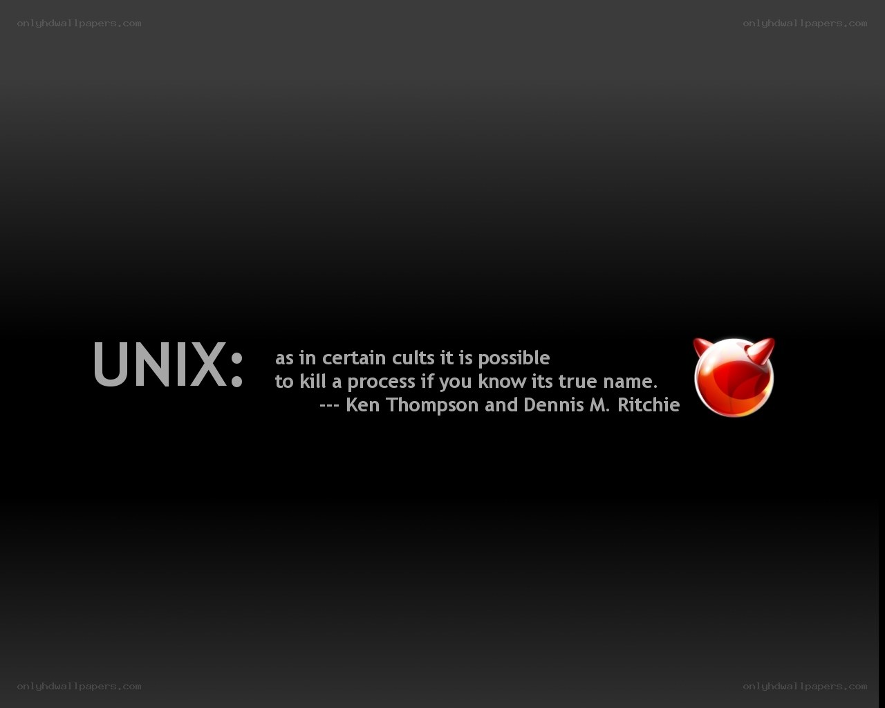 Unix quote with devil icon