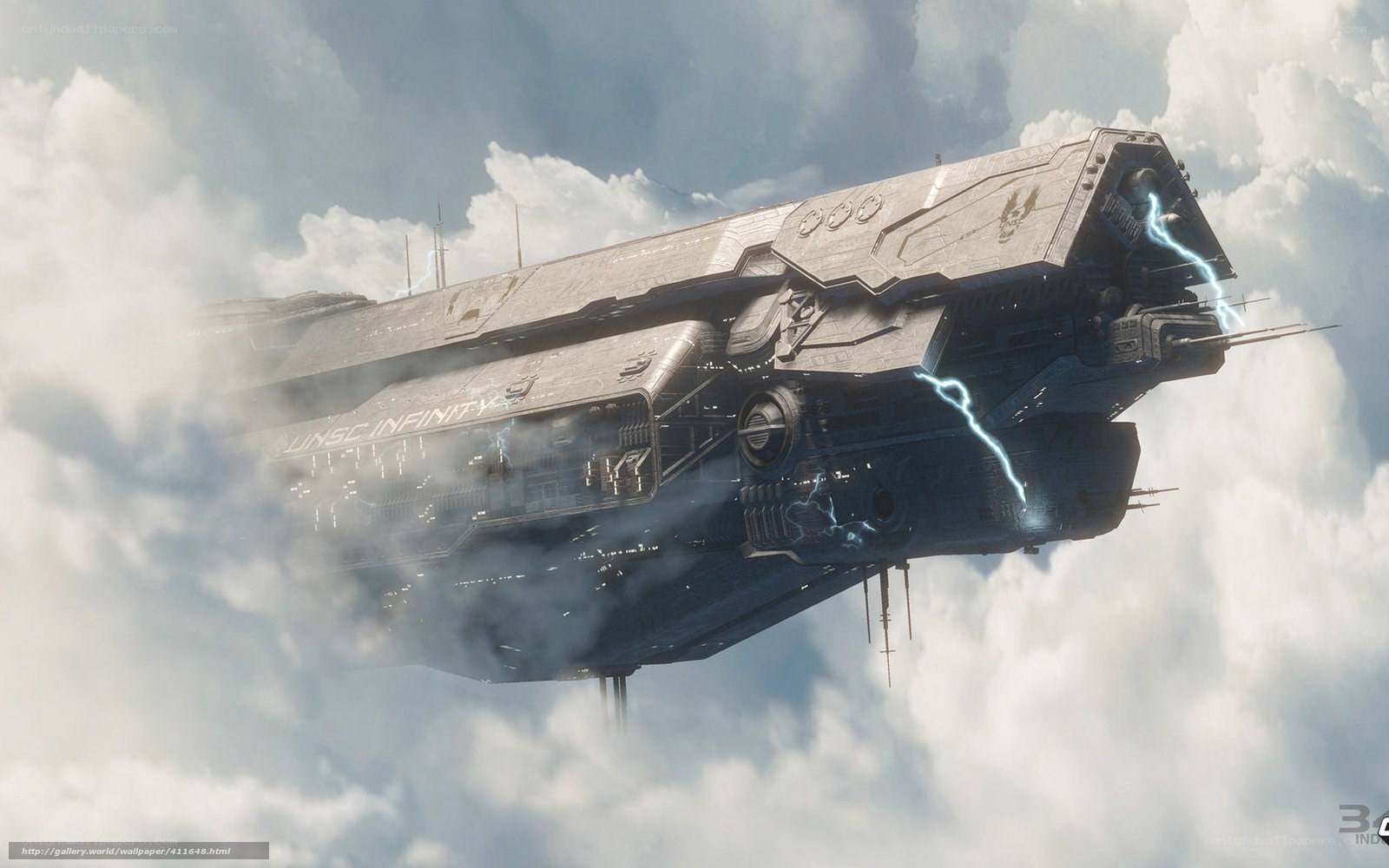 UNSC Infinity in the clouds