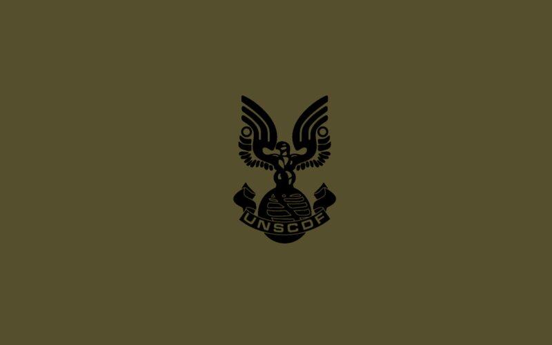 UNSCDF emblem on olive background