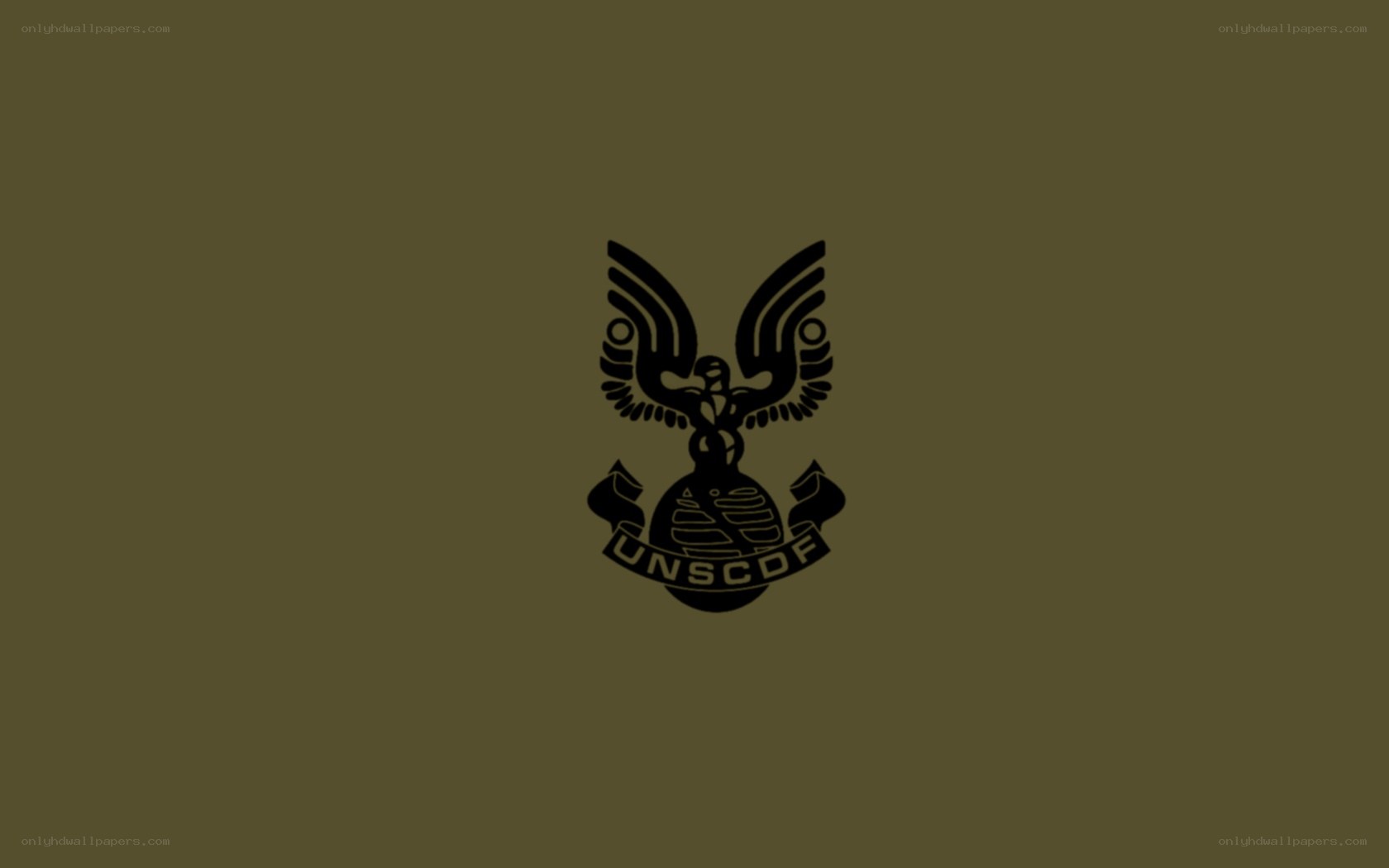 UNSCDF emblem on olive background