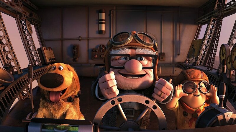 Up: Carl and Russell in the cockpit