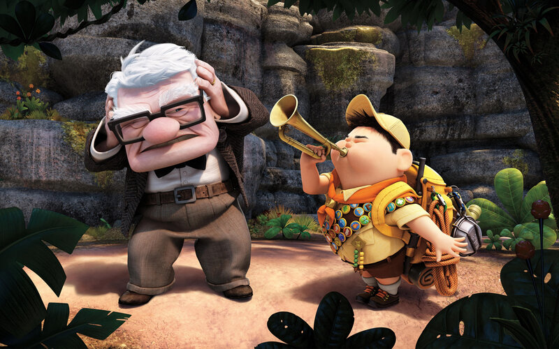 Up: Carl and Russell in the jungle