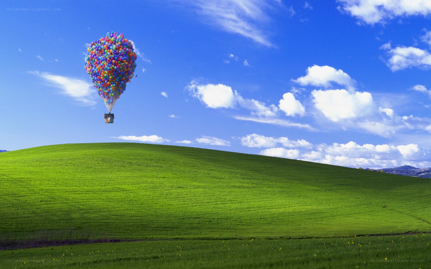 Up movie scene with balloons