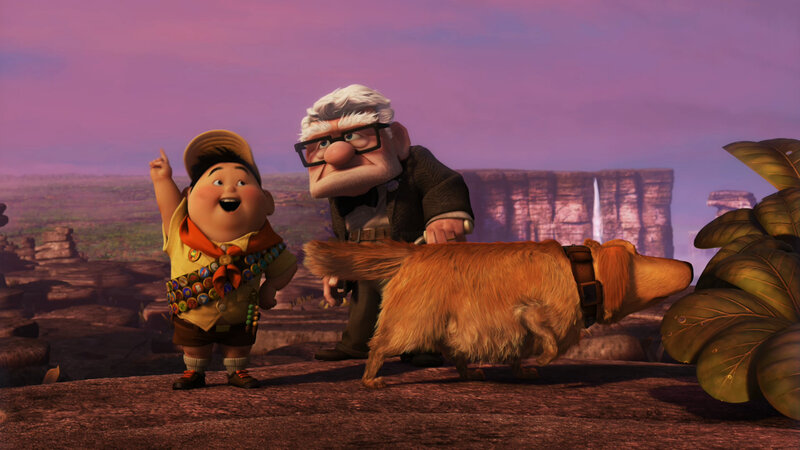 Up movie scene with boy and dog