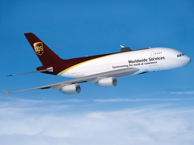 UPS cargo airplane in flight