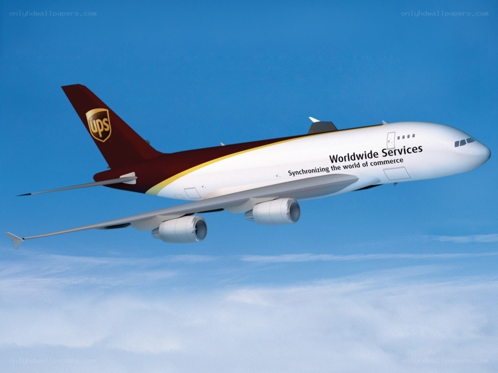 UPS cargo airplane in flight