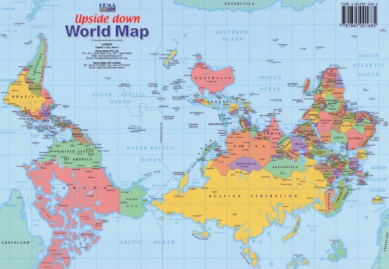 Upside down world map