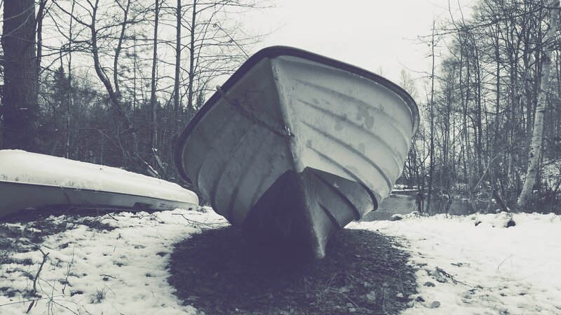 Upturned Boat in Snow