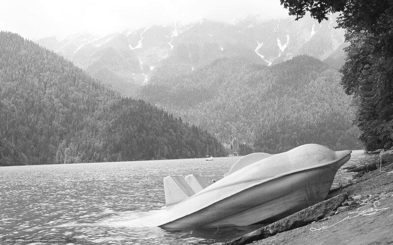Upturned Boat on Shore — Black