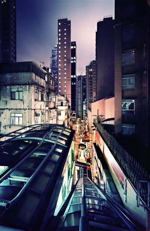 Urban alleyway at dusk