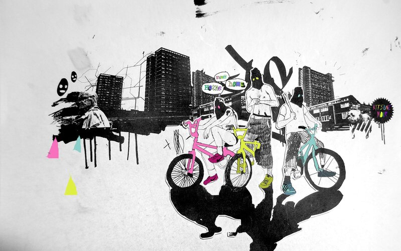 urban art with cyclists