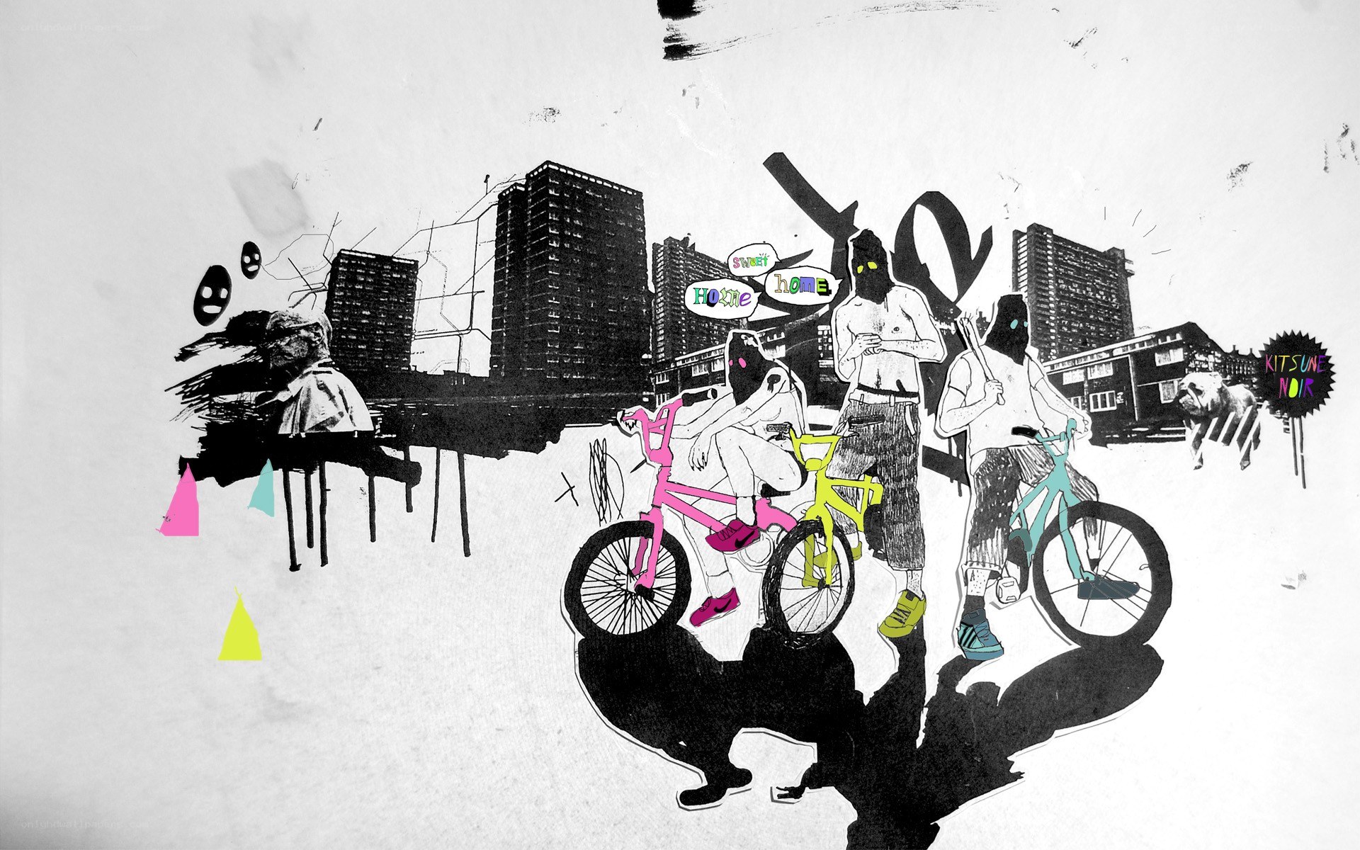 urban art with cyclists